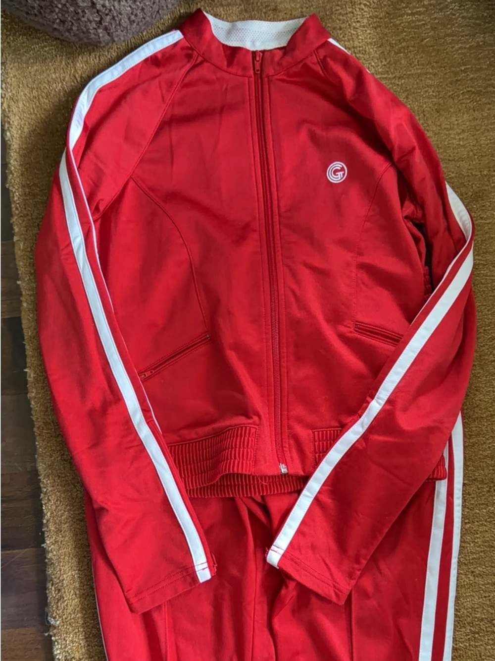 Y2K Red track suit with stripes